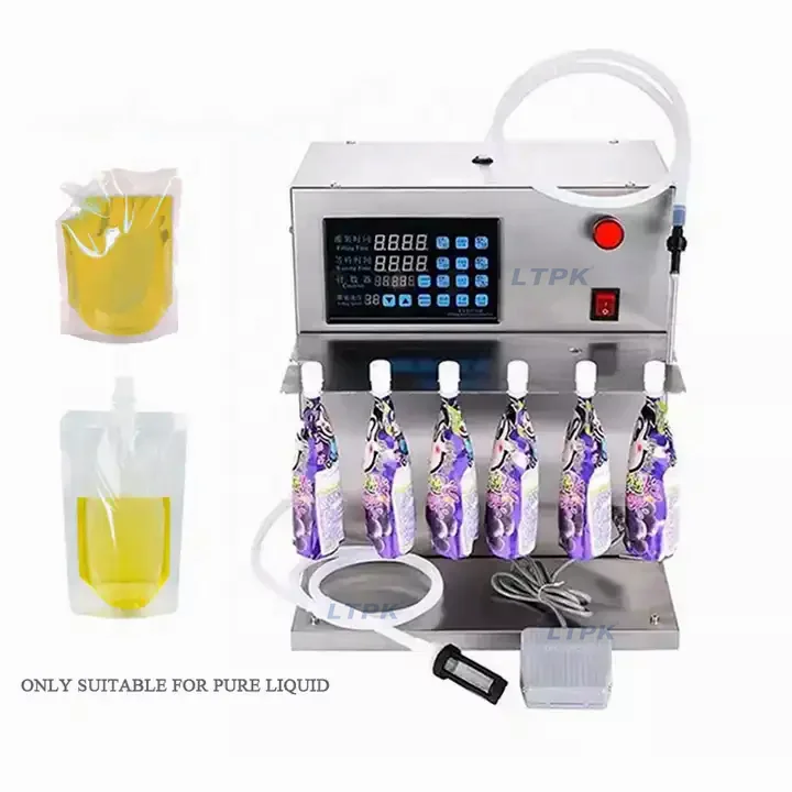 Semi Automatic Coffee Milk Essential Oil Detergent Liquid Water Premade Bag Doypack Spout Pouch Filling Dosing Machine Filler