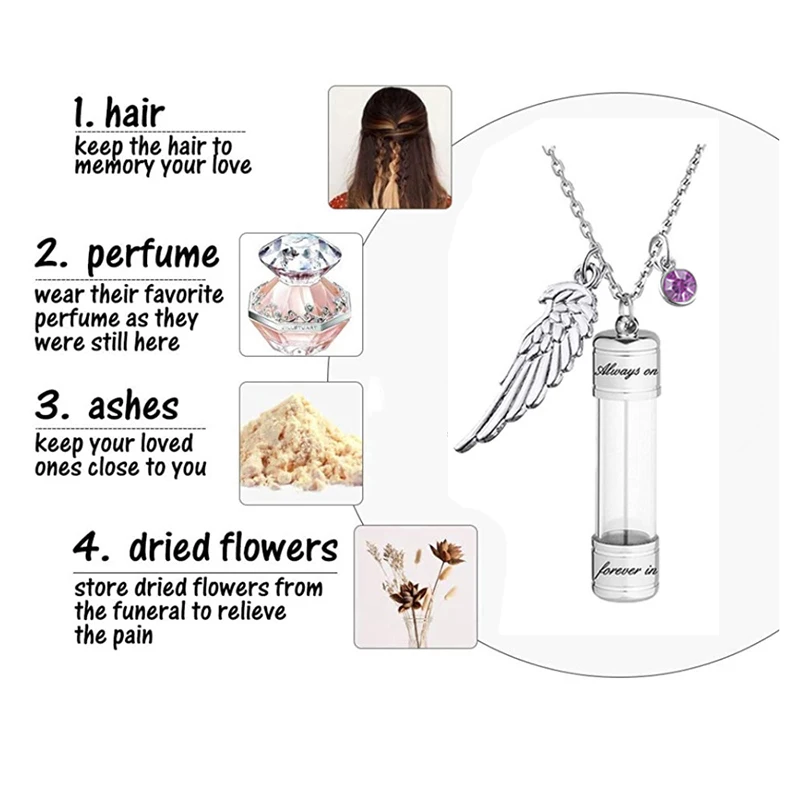 Engraving Openable Glass Vial Pendant Necklace Women Memorial Ashes Bottle Cremation Urn Memorial Gifts Jewelry For Pet Human