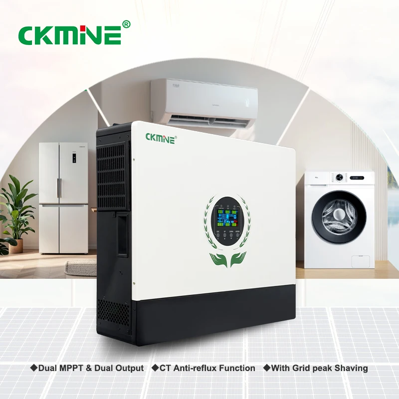 CKMINE Hochleistungs-Hybrid-Solarwechselrichter-Ladegerät, 48 V, 12 kW, doppelter MPPT-Eingang, zwei Ausgänge (On-Grid und Off-Grid), BMS-fähig, einphasig, 220 V / 230 V