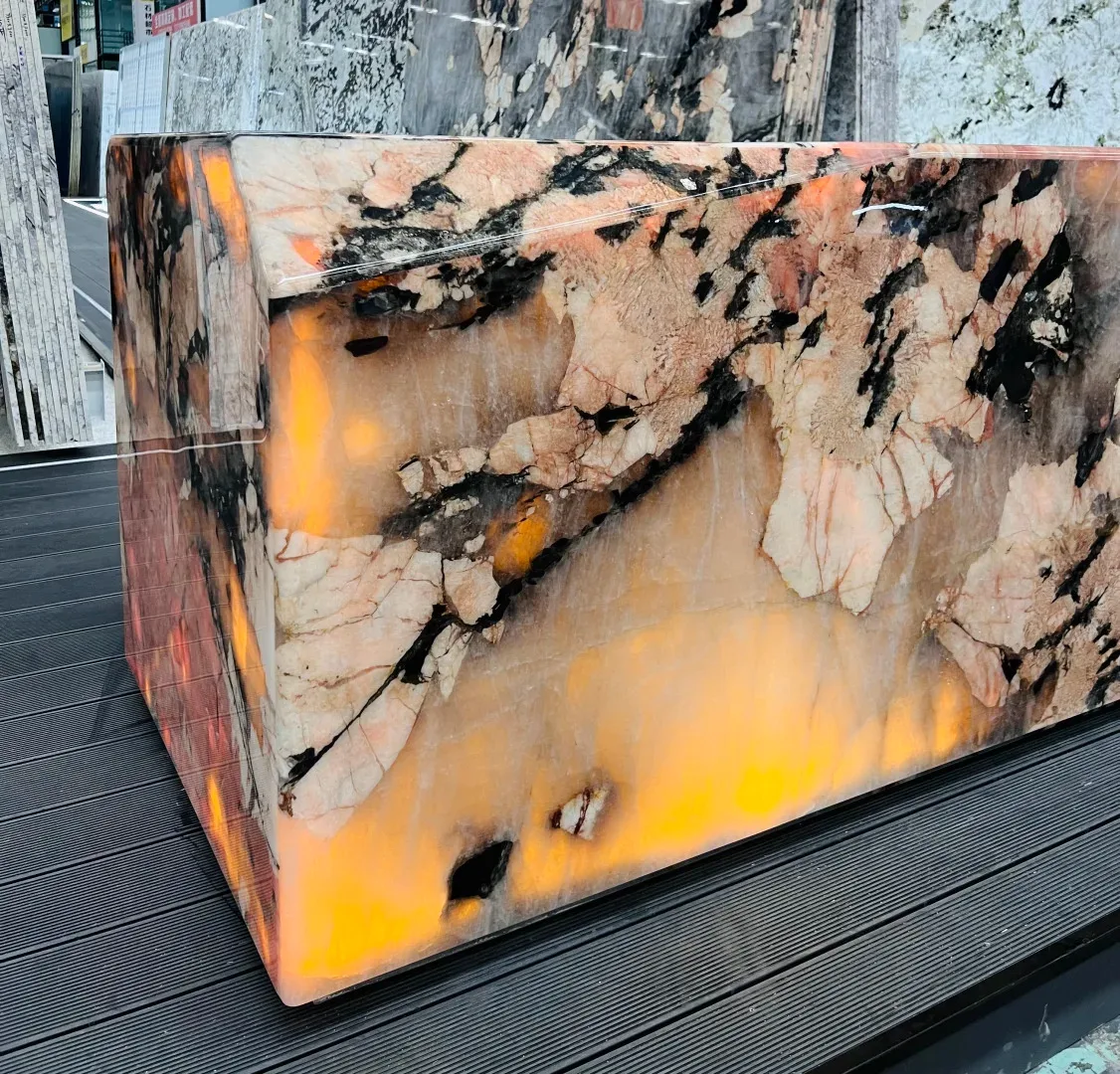 product modern polished natural pink patagonia marble translucent stone kitchen island countertop for villa indoor use-1