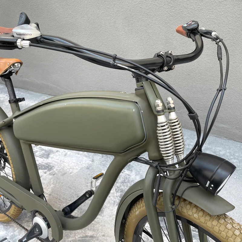 26 Inch Electric Bike Sidecar 48v500w Hub Motor Fat Tire Retro Mountain