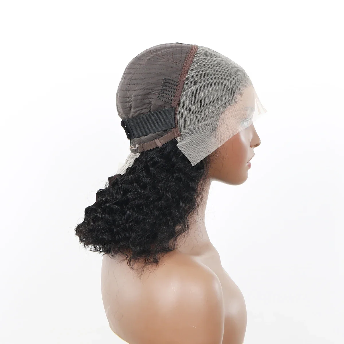 Deep Wave Human Hair Short Bob Wig With Lace Frontal 180 Density_voghion.com