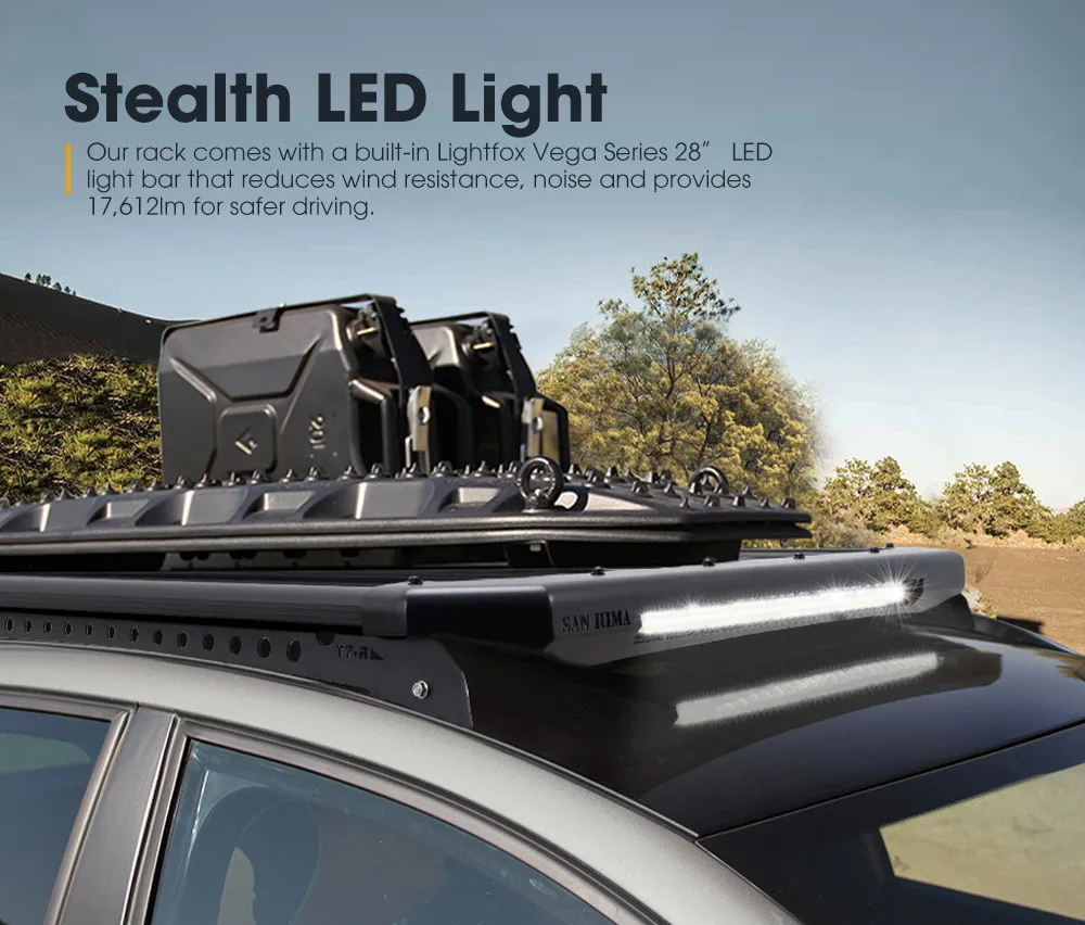San Hima Universal Offroad Aluminum Roof Rack Platform In Built 28inch Led Light Bar For Ford