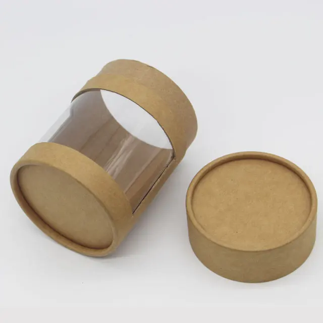 Recyclable Craft Cardboard Boxes Biodegradable Paper Kraft Packaging Tubes with clear Window