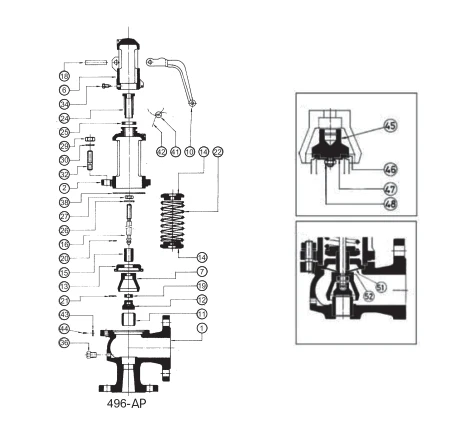 SAFETY VALVE 496 AP Series Manual Power Cast Iron Gas Safety Valve for General Application Saturated Steam Custom Valves