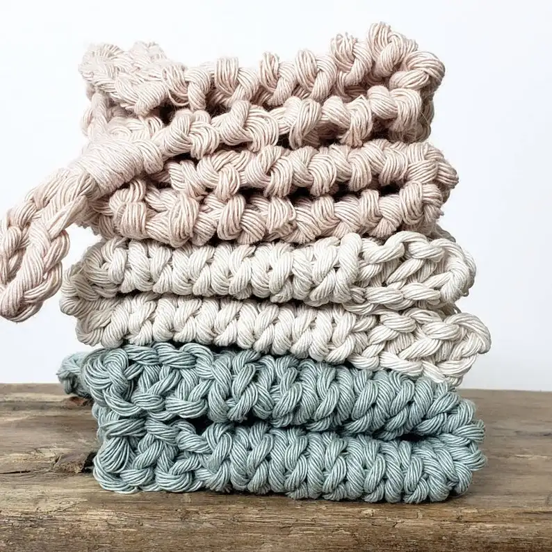 Crocheted Cotton Washcloths the Neutrals 