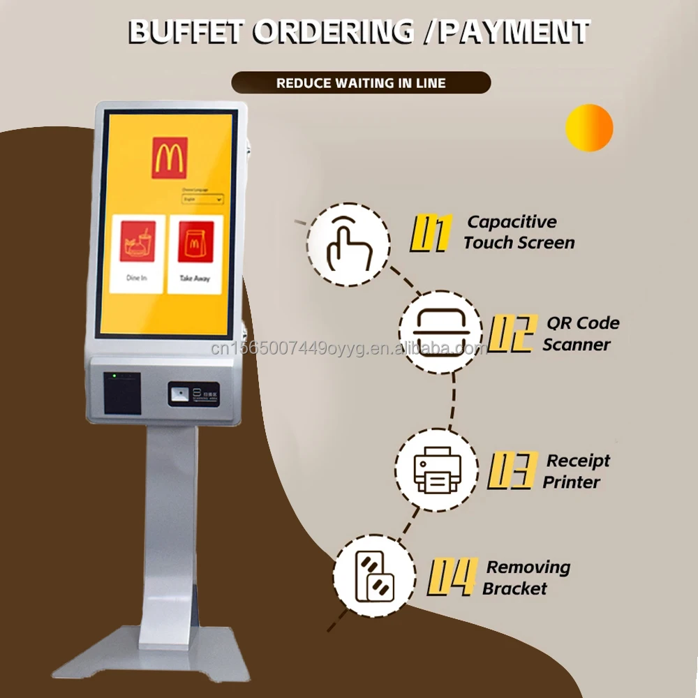 32 Inch Self Service Payment Kiosk Automatic POS Touch Screen Self ...