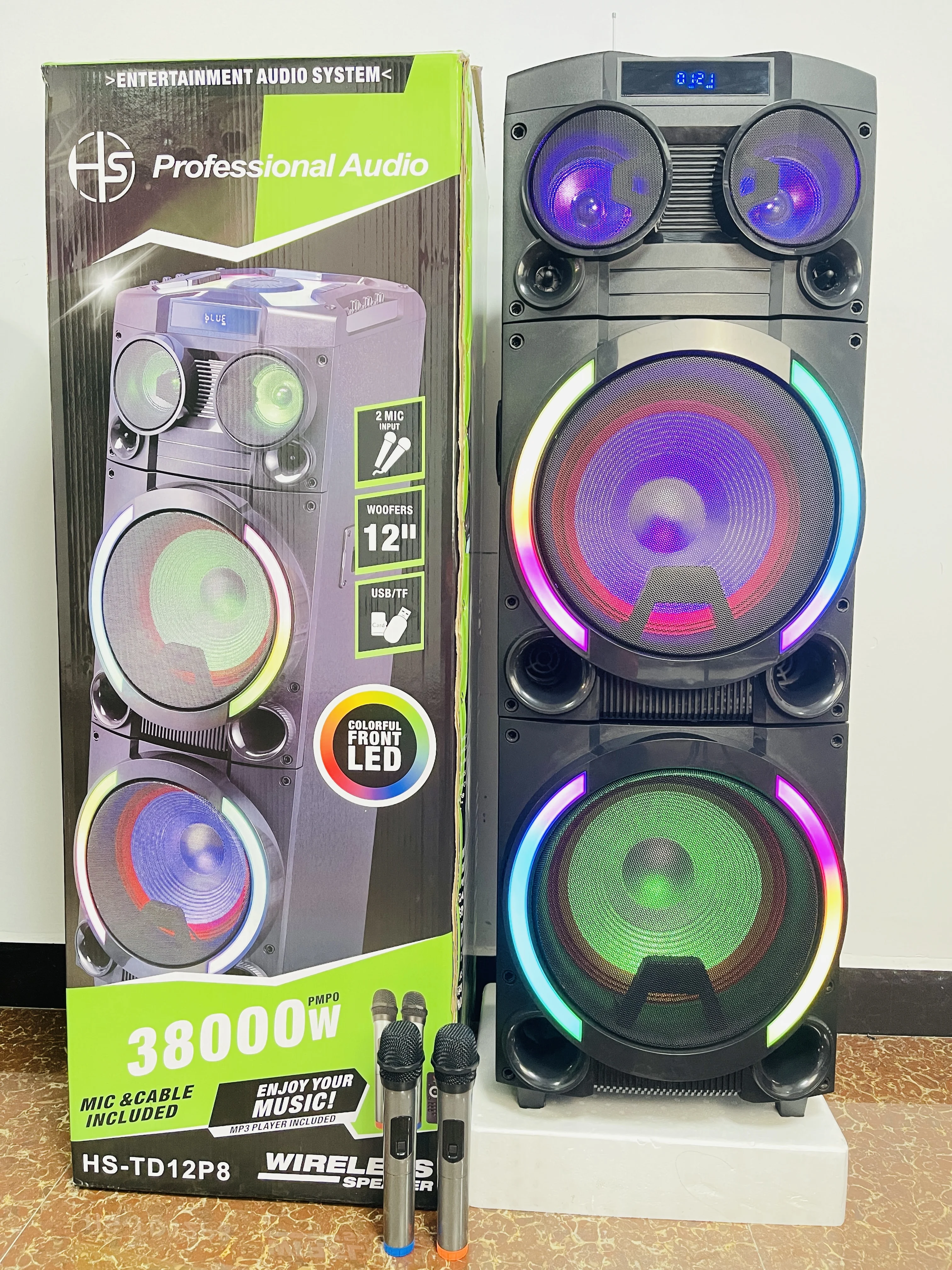 カラオケ　スピーカー　ワイヤレス　Bluetooth アウトドア　ホームパーティ カラオケマシンBluetoothスピーカーポータブルPAスピーカー