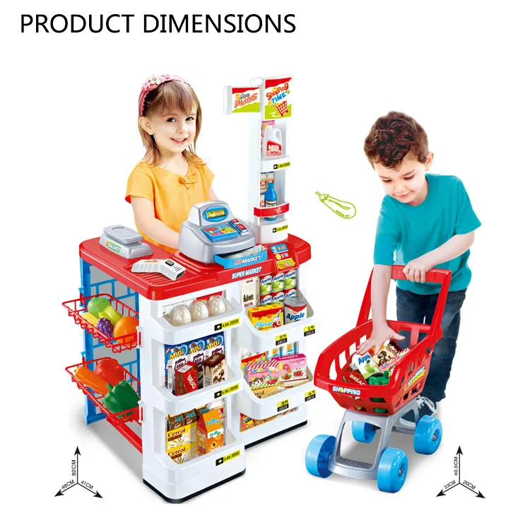 Supermercado Infantil RELAX4LIFE Con Caja Registradora, Estantes, Pizarra Y 13 Accesorios – Juguete De Madera De 89x57x80 Cm Para Niños De 3 A 8 Años (Color Púrpura)