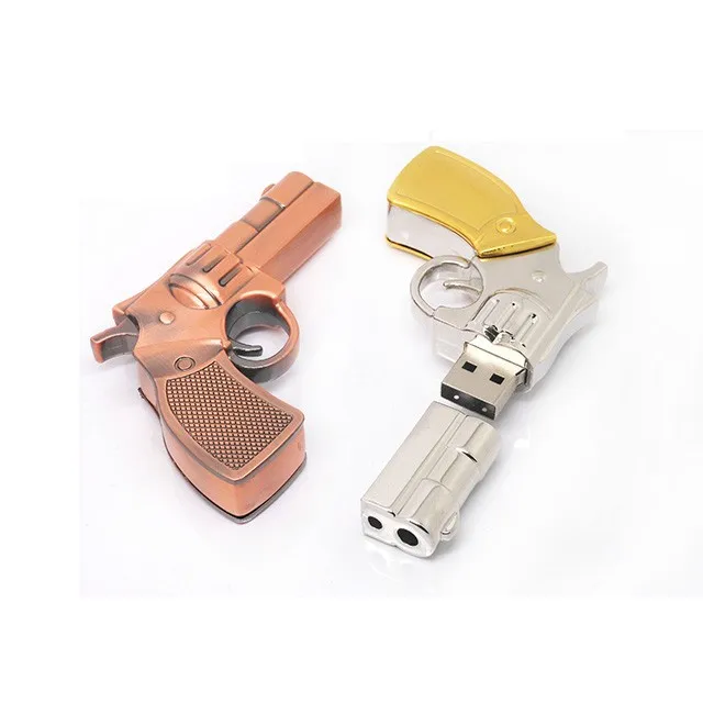 Gun Flash Usb Memory Stick Metal Shooter Pistol Usb Flash 64gb 128gb 32gb 16gb 8gb 256mb Flash Disk Gifts Wholesale Pen Drives