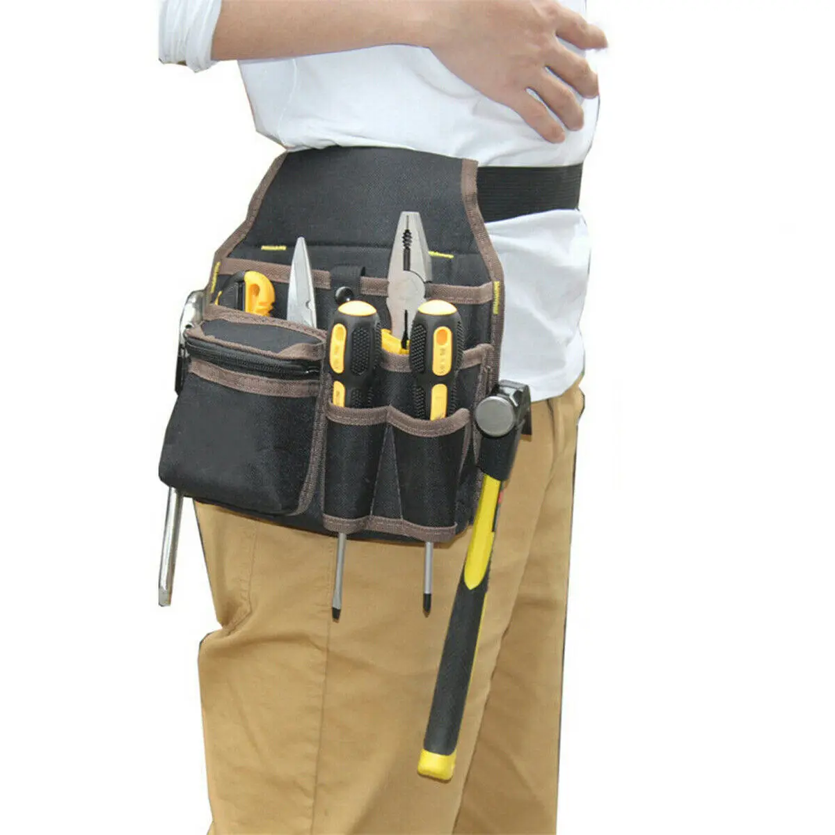 Portable Multi-Pockets Waist Tool Bag Pouch Electricians Belt Bag Case Organizer 