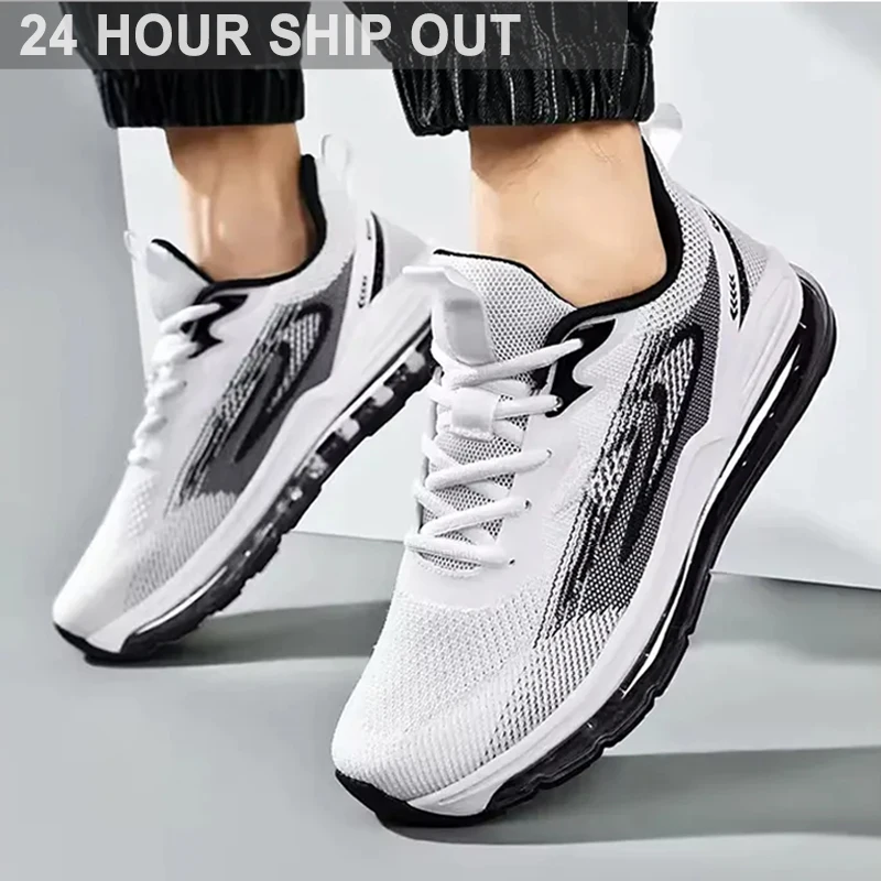 Men's Fashion Sneakers Knitted Air Cushion Summer Fashion Breathable Male  Trainers Casual Sports Fitness Tenis Running Shoes