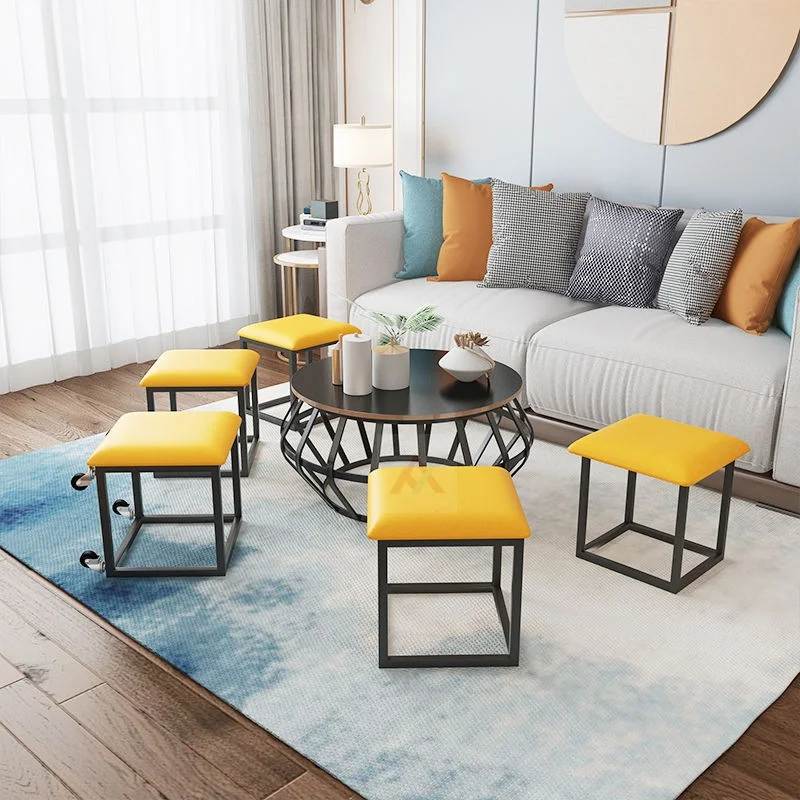 Factory Supply Space Saving Stackable Square Stool Modern 5 in 1 Ottoman Bench Rubik's Cube Chair with Wheels for Home Use