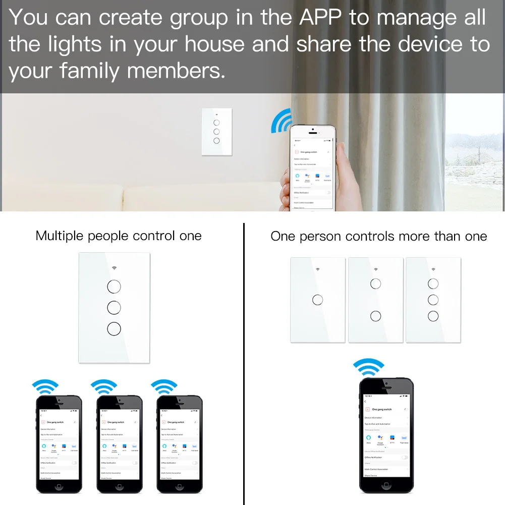 Smart Zigbee Wall Touch Light Switch With Neutral/no Neutral,No