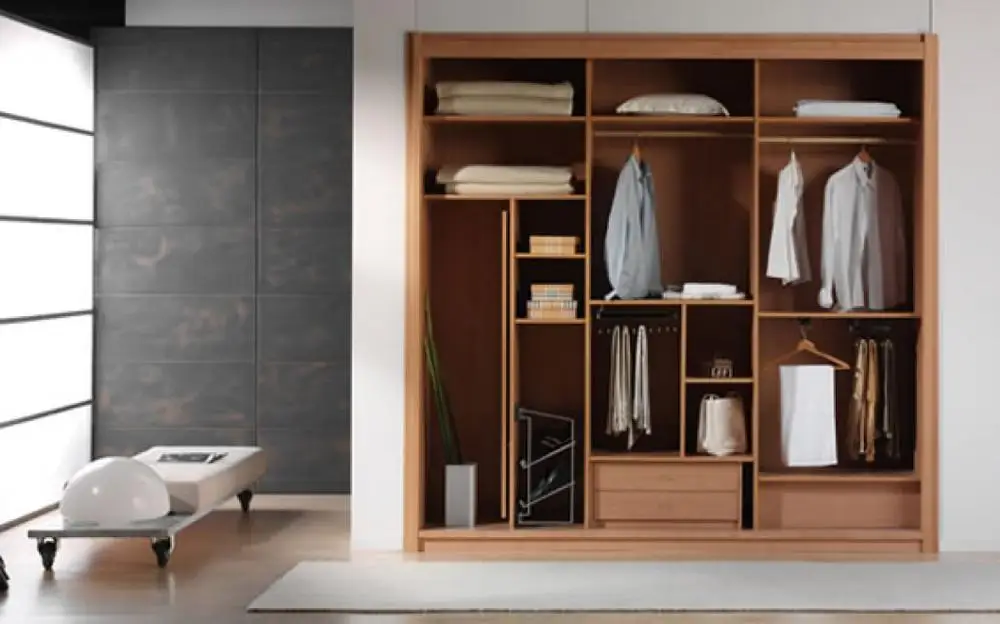 Small and Modern Wardrobe Designs with Swing Black PVC Door