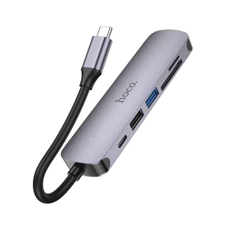 HOCO 6 in 1 HUB HB28 Type-C Multi-Function Converter(HDTV+USB3.0+USB2.0+SD+TF+PD)