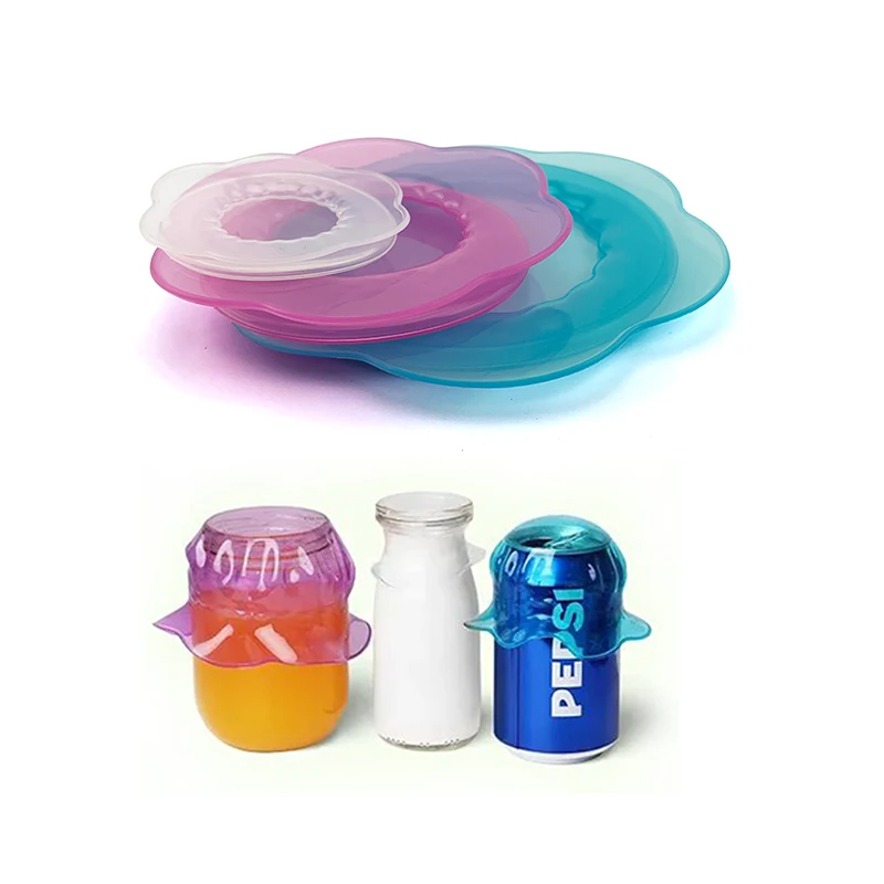 Silicone Stretch Lids for Food Storage in Fridge Reusable Elastic Bowl Cover Sealing Dustproof Can Lid