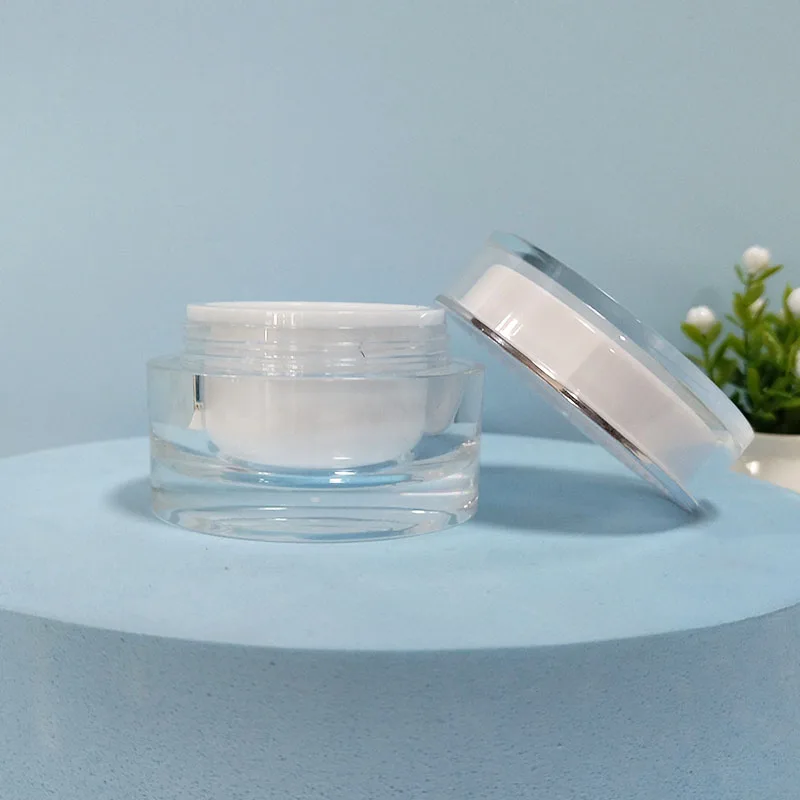 Empty Skincare Round Cosmetic Container Private Logo 10g 15g 30g 50g New Style Elegant Square Plastic Acrylic Face Cream Jar