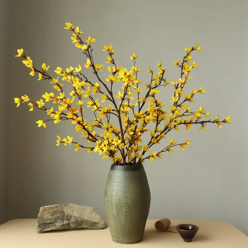 Hot Sale Large Artificial Yellow Spring Forsythia Flower Branch Silk ...