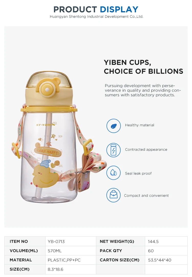 Cute Safe Material Bpa Free Portable 570ml Graduated Sublimation