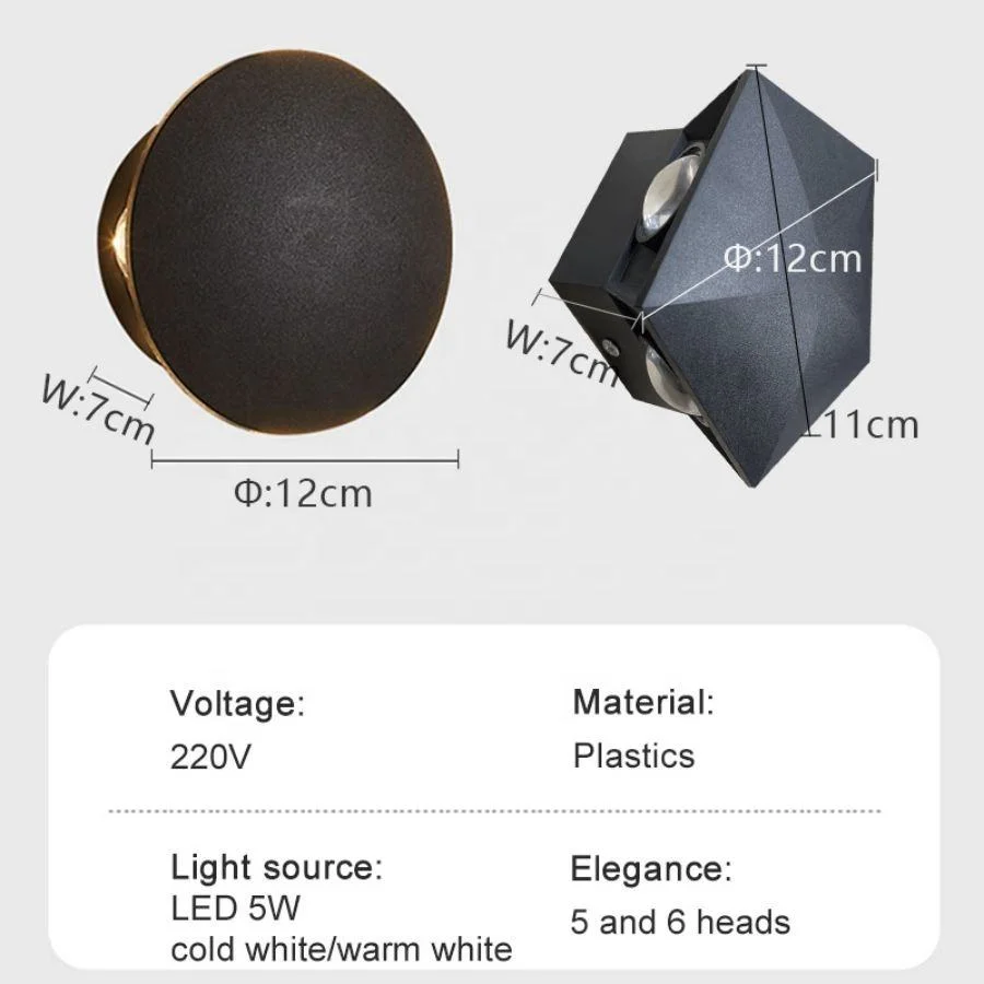 Modern Minimalist LED Wall Lamp Indoor IP65 Waterproof 5W Black Warm White Living Room Corridor Light AC85~265V