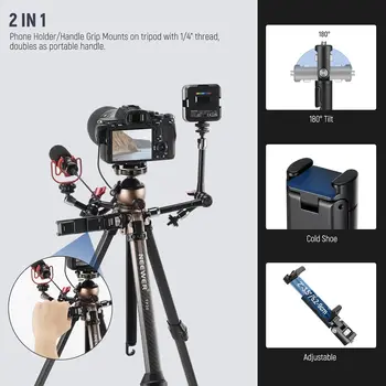 NEEWER 63" Travel Tripod Carbon Fiber With 360 Dual Panoramic Low Profile Ball Head for Quick Release & Lock, Convertible product image