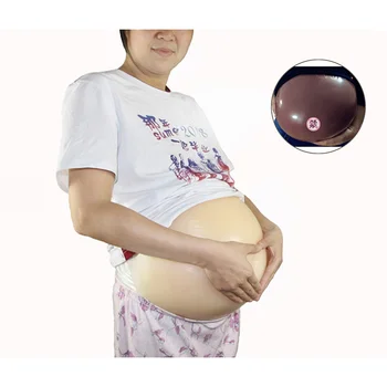 URCHOICE Silicone fake belly Black brown color twins pregnancy belly cross-dressing women fake pregnant belly for actor props