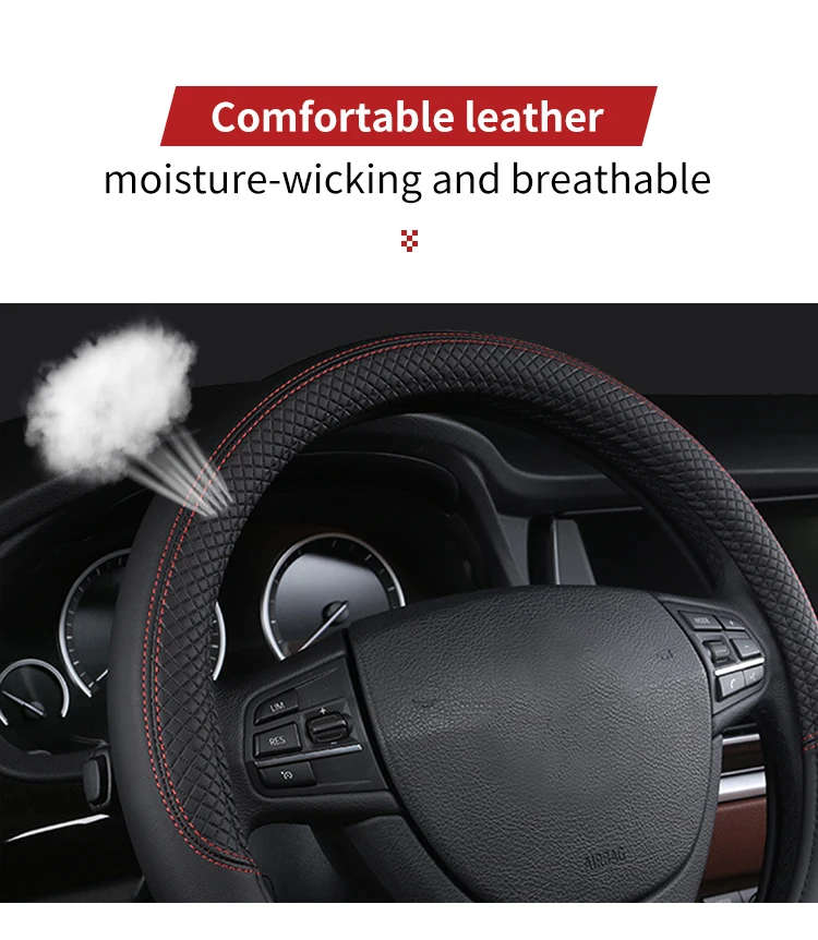 Car Steering Wheel Sport Splicing Diamond PU Leather Hand Wheel Cover Universal Steering Wheel Cover Interior Accessories