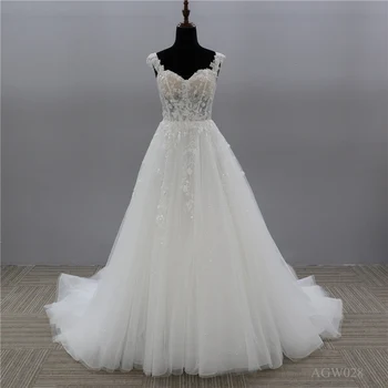 New Design Fashion Strap Slim Fit Bride Simple Long Tail white Wedding Dress