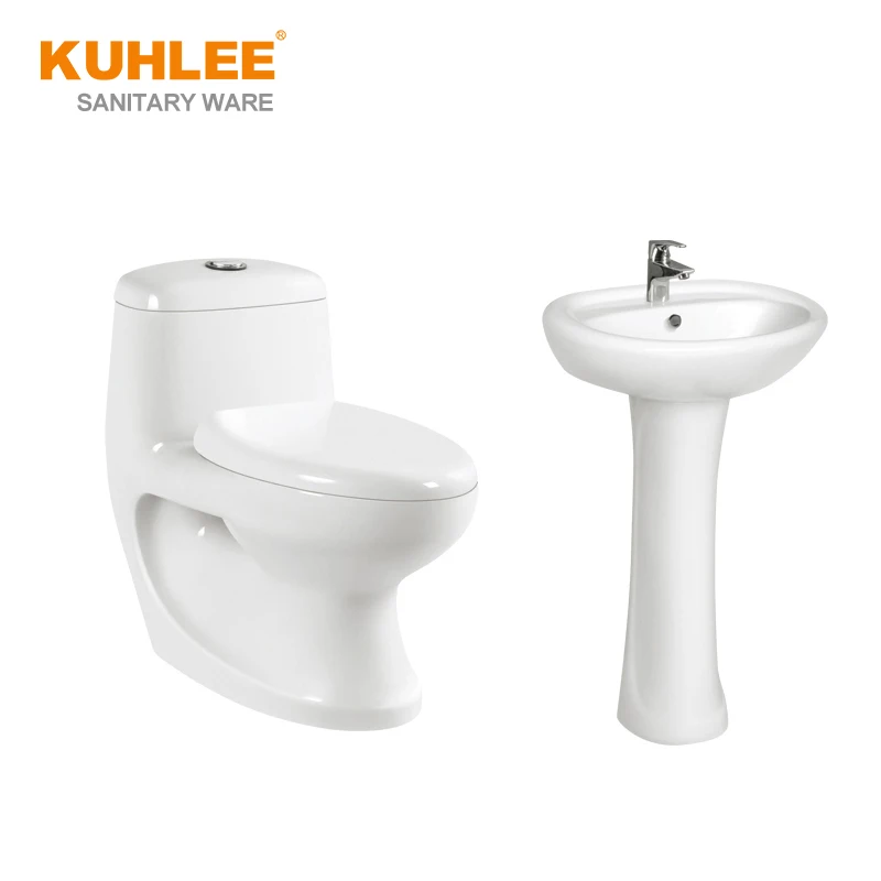 Cheap Price Washdown One Piece Toilet Pedestal Basin Ceramic Bathroom Sets Suite Sanitary ware