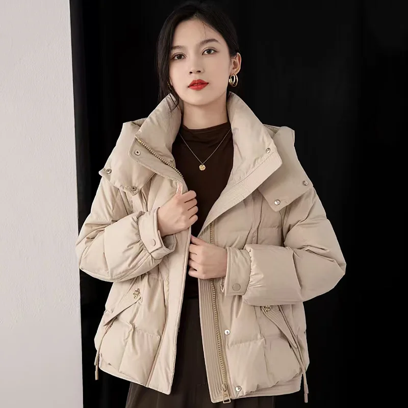 Woman Hoodie Long Puffer Jacket 90 White Duck Down Padding Jacket