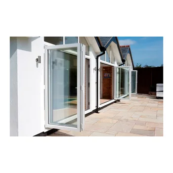 Modern Patio aluminum Alloy Frame Double Glazed Glass Bi-folding doors Exterior Aluminium Profiles Glass Sliding Bi-Folding door