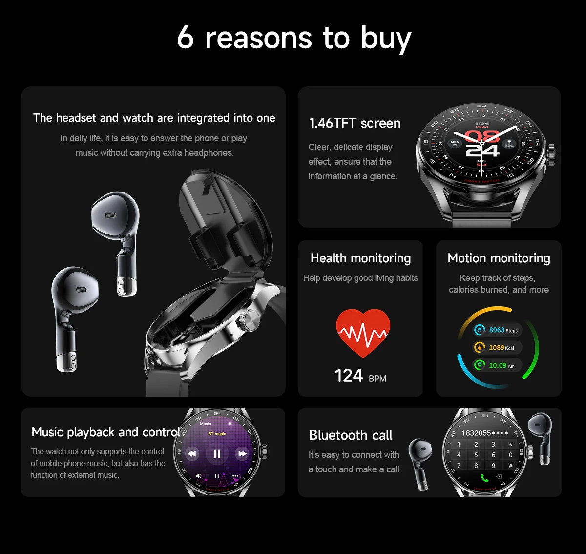 Chinese factory supplier supply  2 In 1 Smartwatch With Tws Earphones 1.46-inch Bt Call Heart Rate Sleep Tracker Voice Assistant Music Playback Smart Watch 2025 - Buy Smart Watch With Earbuds 2 In 1 Tws Earphones Smartwatch Wireless Headphones