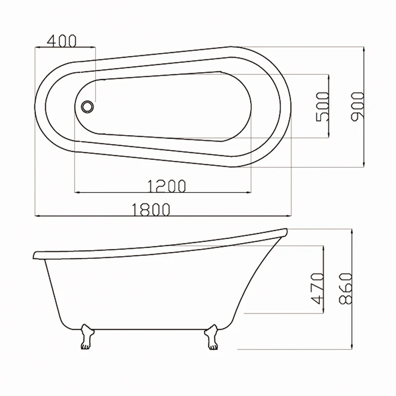 TNS BA8305 Simple Design 59\" Chrome Overflow and Drain Mobile Bathtub Durable and Forever Made for Bathroom Use Red Black