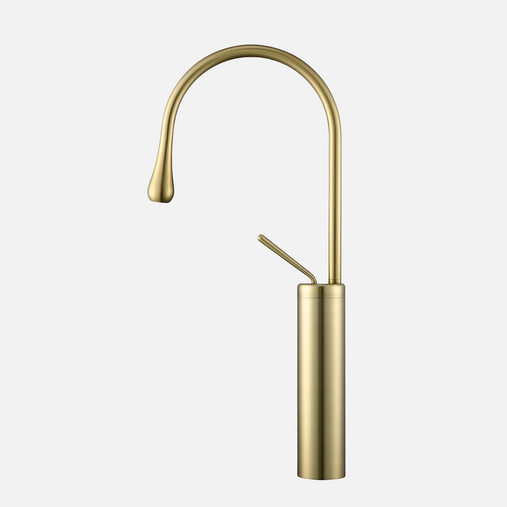 face brushed gold desk mounted basin faucet