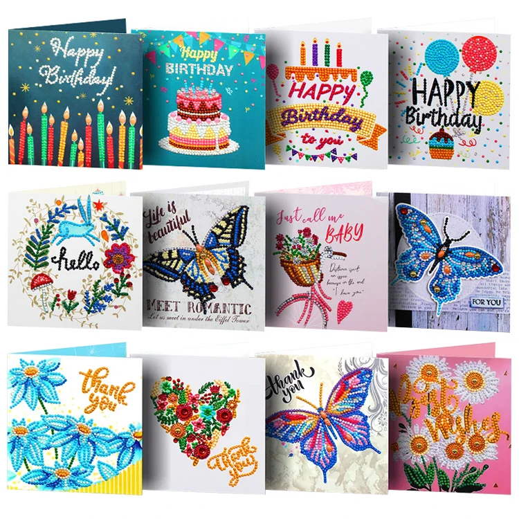 5d Greeting Diamond Painting Cards Customized Birthday Card Diamond ...