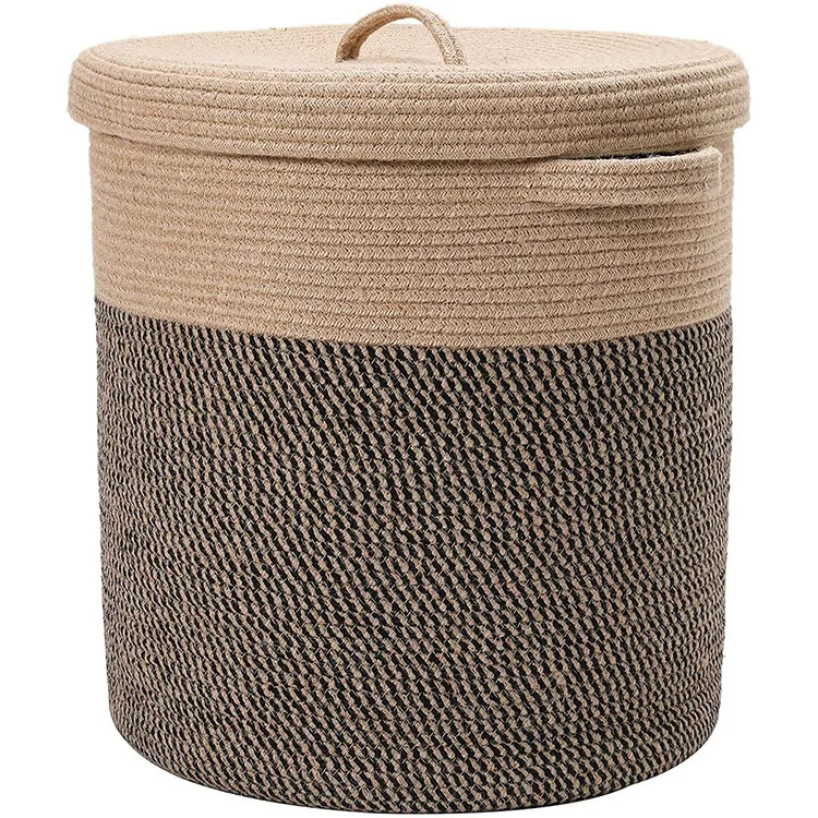 Large Cotton Rope Woven Laundry Basket Decorative Basket For Blankets