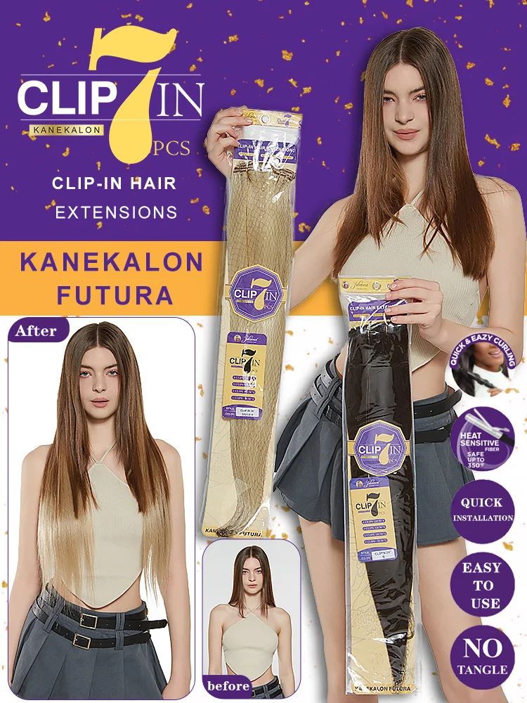 Julianna 24 Inch Clip-in Hair Extensions - 7 Pieces Set display picture 2