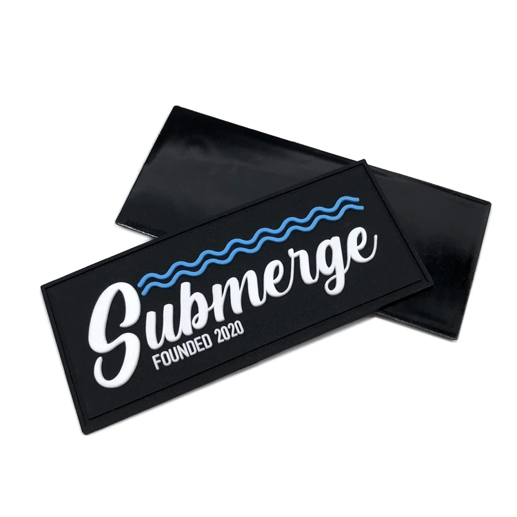 High Quality Custom Pvc Garment Soft Rubber Patch  Black Pvc Rubber Patch Embossed Logo