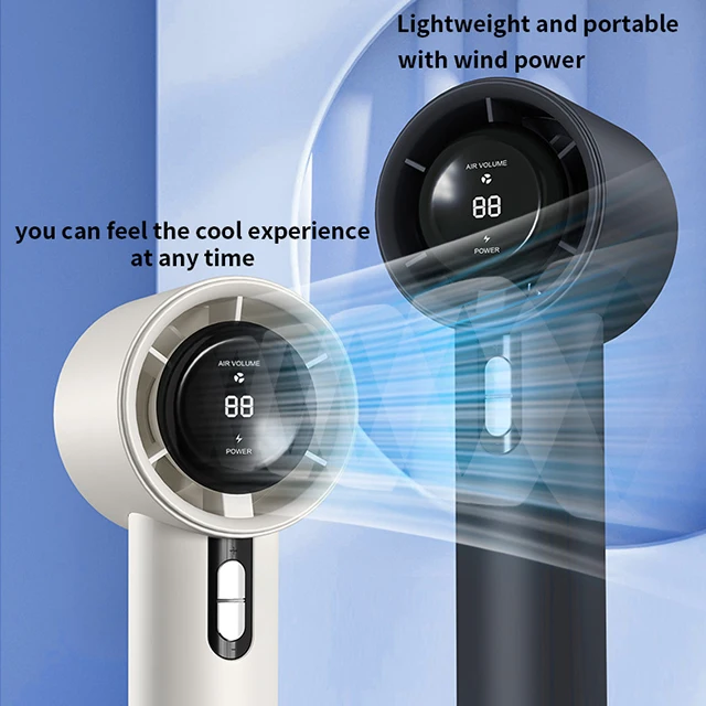 WX638 Portable Mini USB Charging Fan Display 100-Speed Stepless Speed 3000mAh Cold Compress Handheld Fan for Car 100%