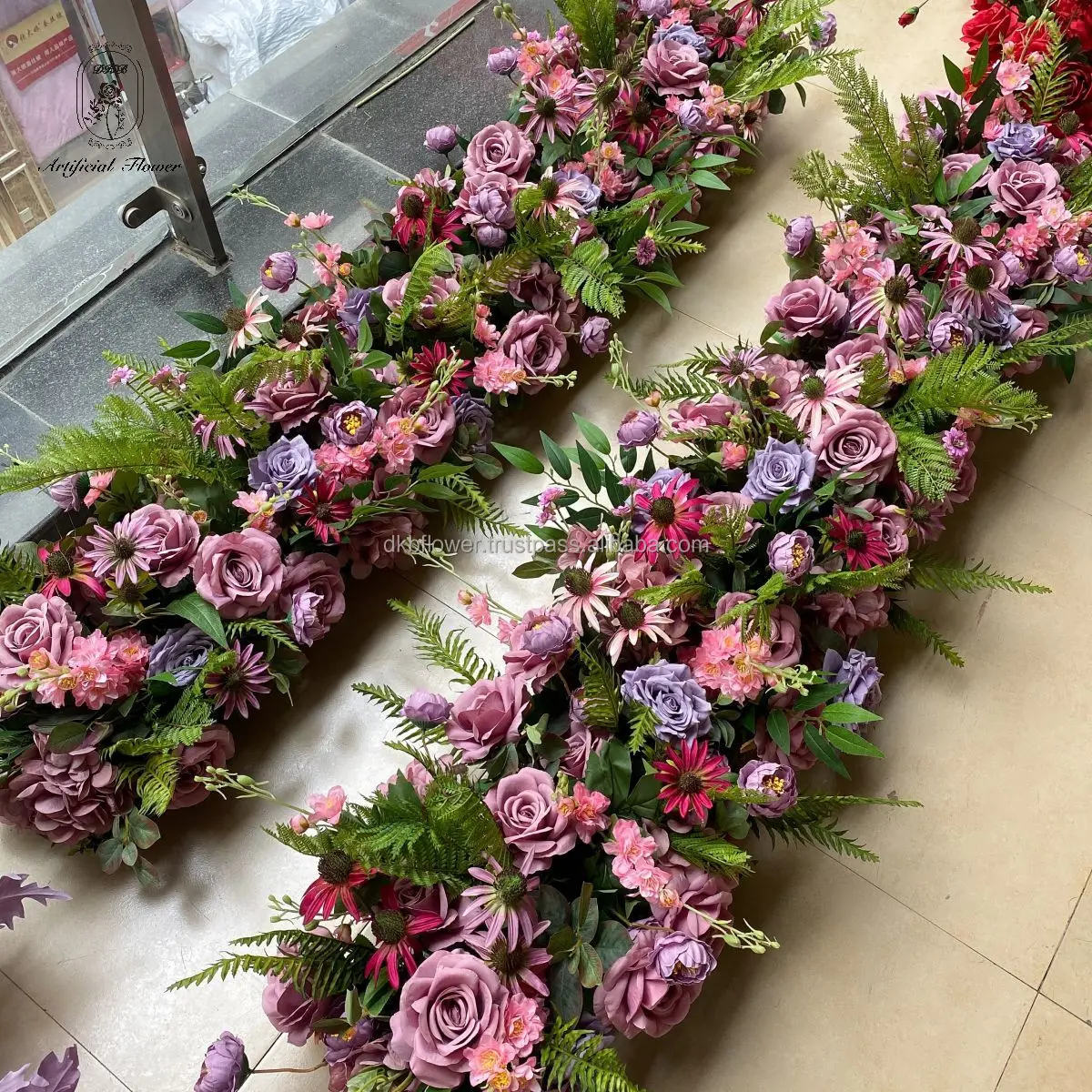 Dkb 2024 Hot Floral Runner Wedding Table Artificial Flower Runners 