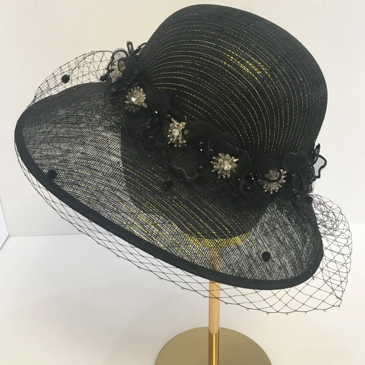 Something Special Sinamay Mesh Derby Church Hat Red Ribbon Vail Detail Sd09(black/red/yellow) Kentucky Derby Church Wedding Easter  main image 4