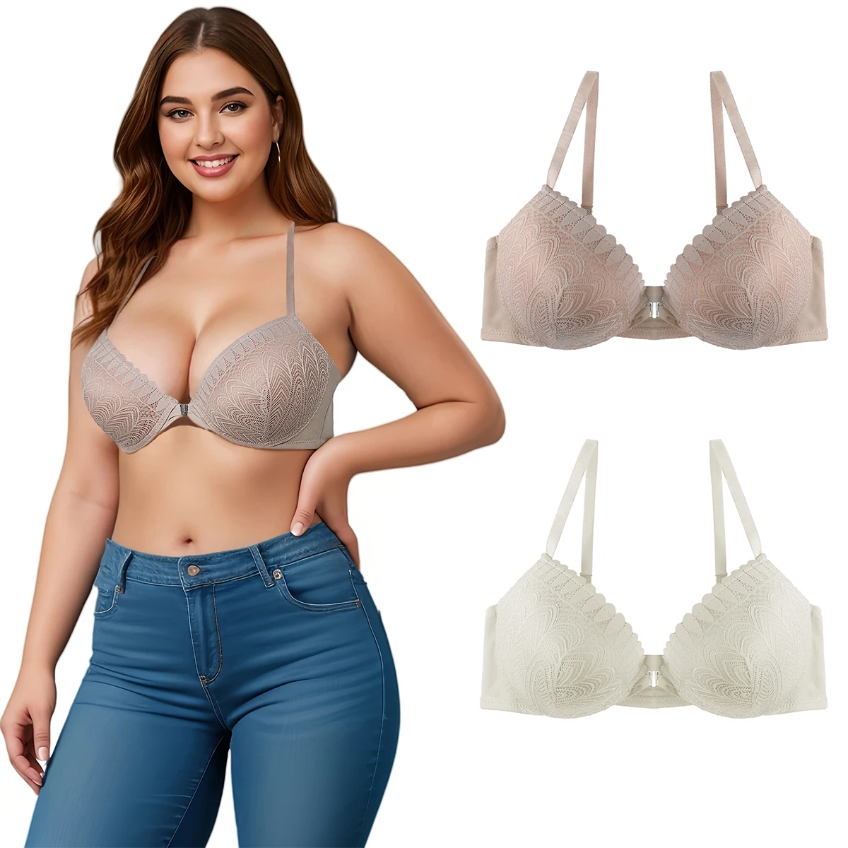 Front Clasp Lace Gather Bra