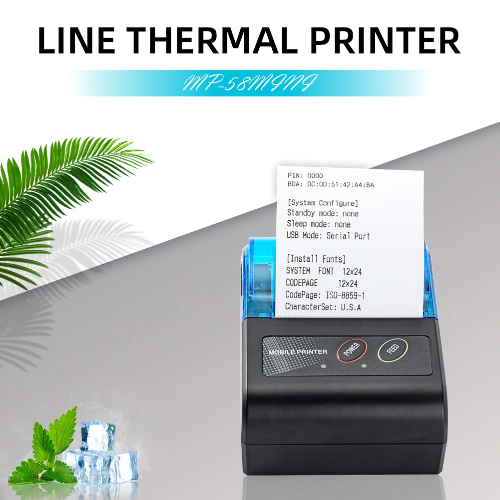 Customized 58mm Mini Thermal Receipt Printer Portable Mini Smart Mobile Inkless Thermal Mini Printer