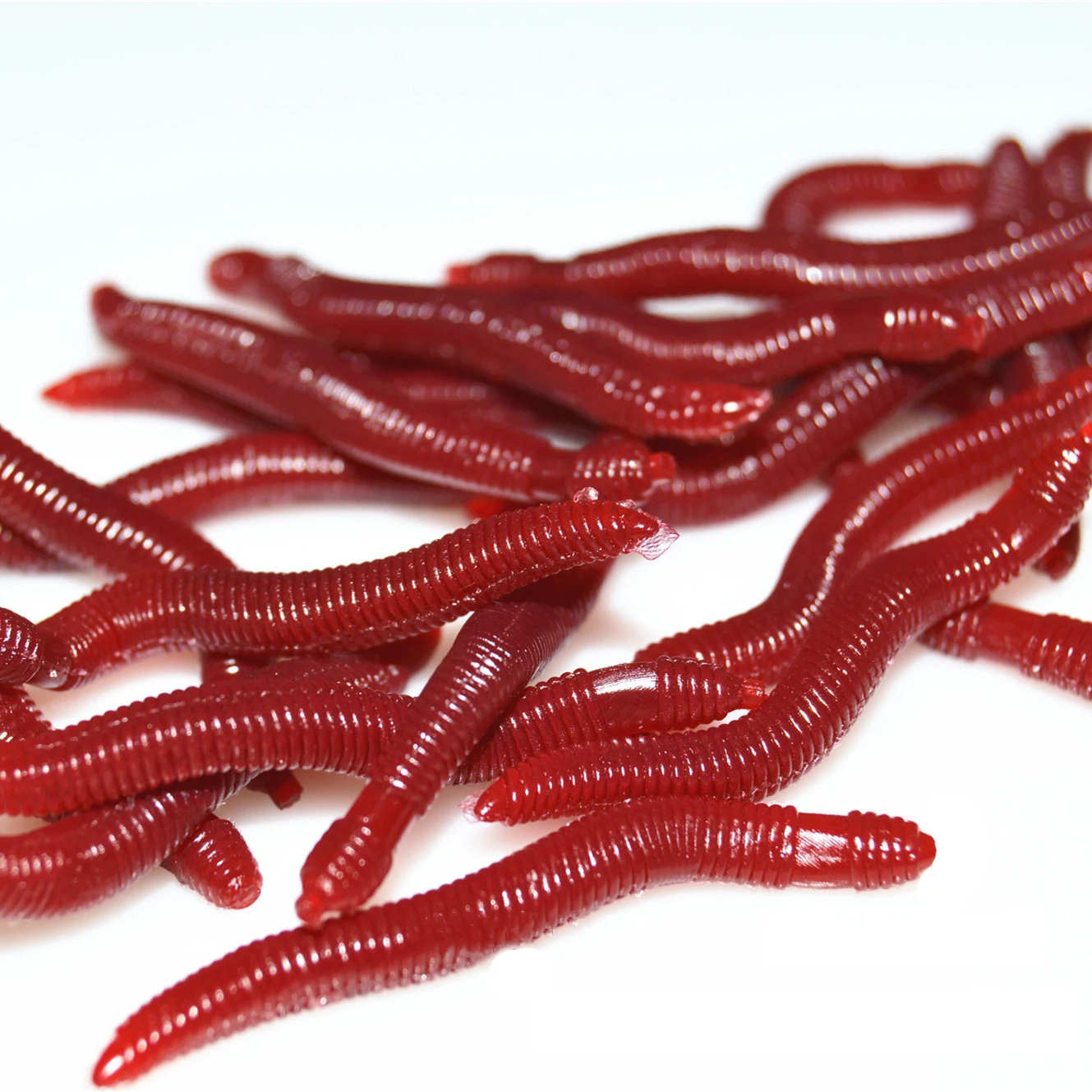 Lifelike Silicone Red Worm Soft Lures Earthworm Artificial Rubber Baits... 