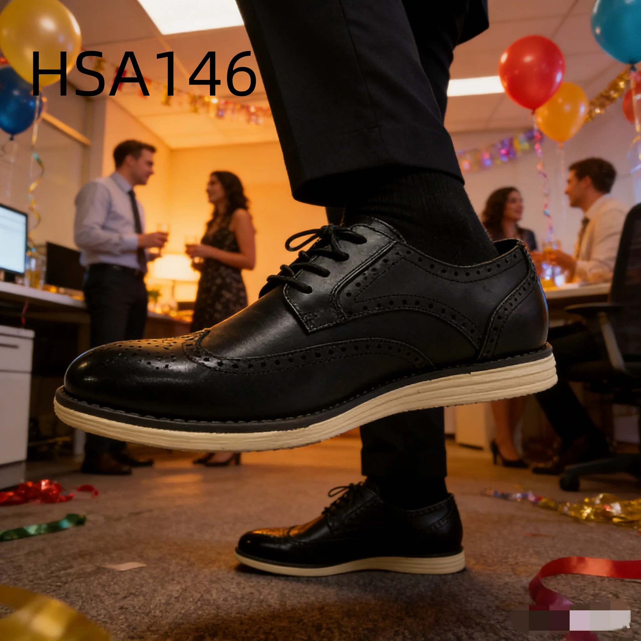 HY, Premiumcollectie herenschoenen met vetersluiting, witte rubberzool, vintage-stijl, praktisch en geurwerend kantoorvoetbed HSA146