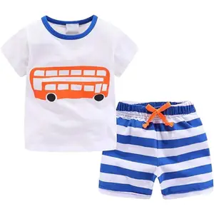 Customized Kids Clothes Set Baby Boy T-Shirt Shorts Cotton Breathable Cartoon Casual Children Baby Clothes Set