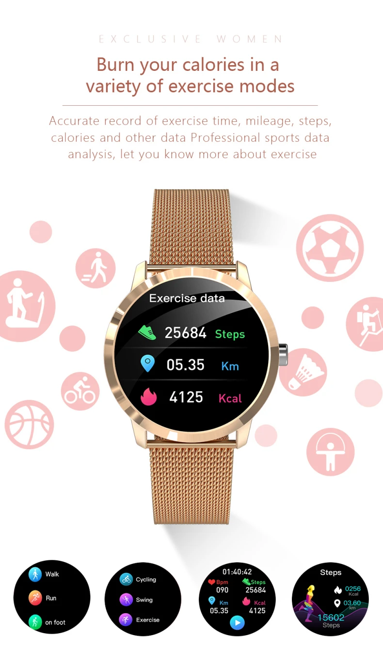 Steel Gold Smartwatch Q8L Blood Pressure Heart Rate Sport Smart Watch for Women Men Smartwatch (10).jpg