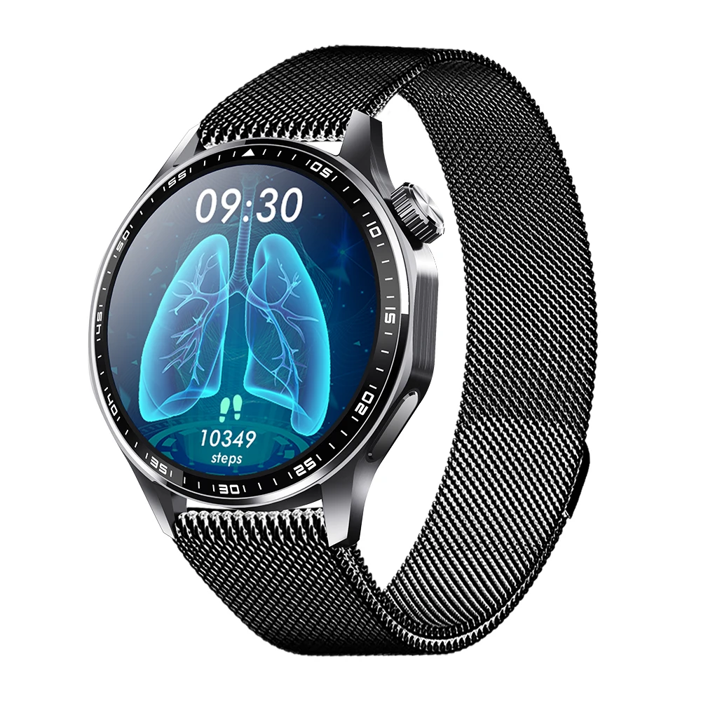 Blood Sugar Monitor Temperature Heart Rate Metal Case Full Round Screen Siri Assistant 2024 New Arrival Smart Watch