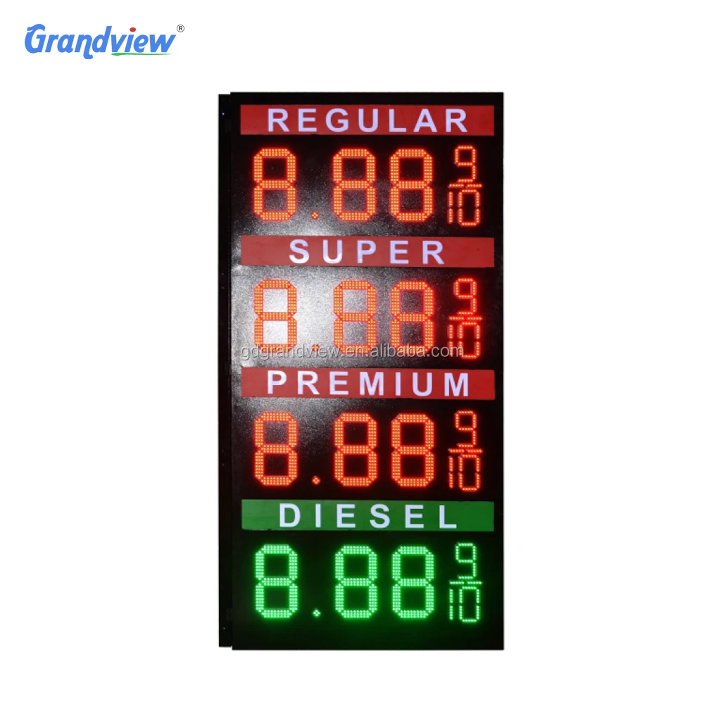 Pylon Sign Illuminated Gas Station Digital Signage Petrol Station Fuel Price Sign